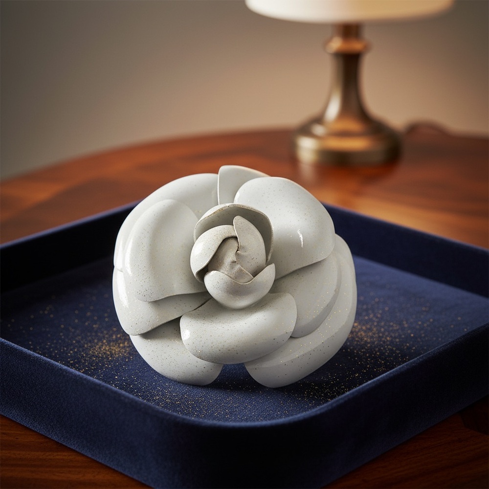 CHANEL White Camellia Brooch